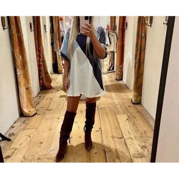 Free People We The Free Colorblock Oversized Pullover Top Embroidered S 273025 - Picture 1 of 7